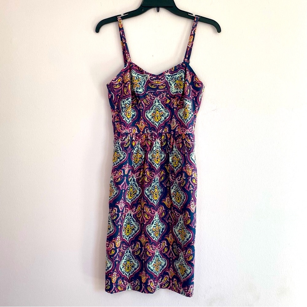 J. Crew Paisley Cami Fitted Sheath Dress size 0